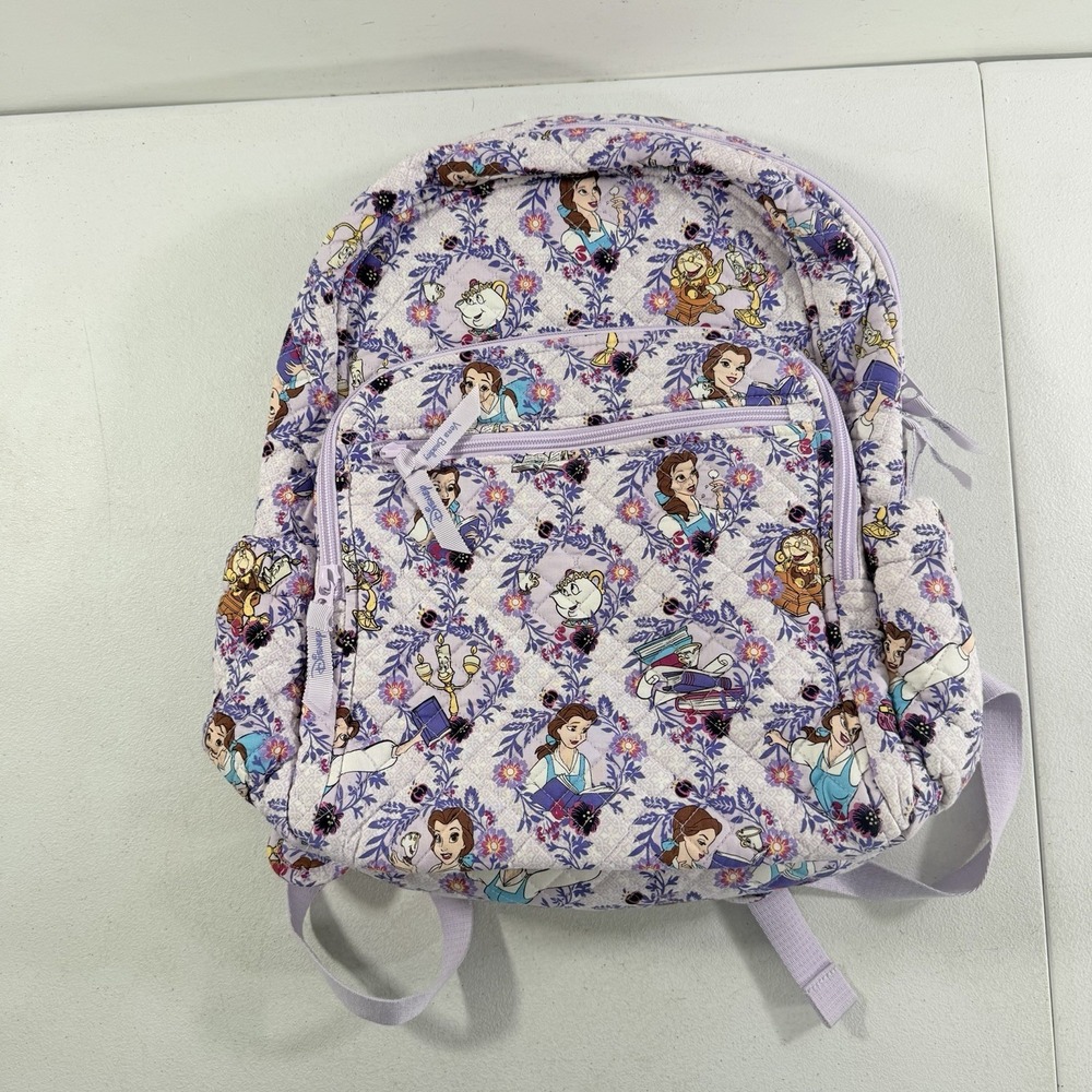 Vera Bradley Belle Floral Campus Backpack Beauty & Beast Disney Full Size Purple